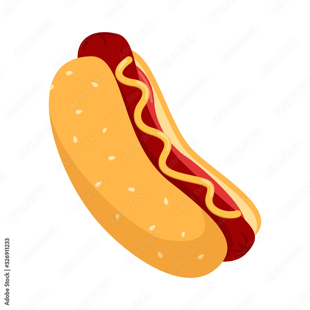 Tasty delicious hot dog vector isolated. Fast food Tasty delicious hot dog vector isolated. Fast food