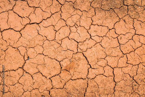 Red ground broken form heat and dry drought pollution