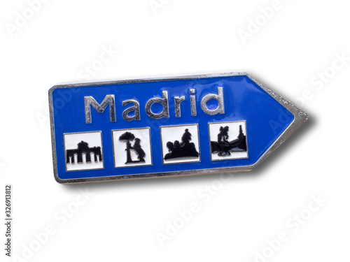 Madrid (Spain) souvenir refrigerator magnet isolated on white background photo