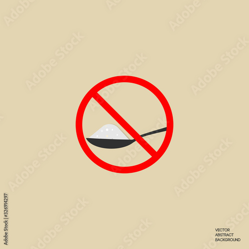 The spoon is crossed out. Do not add salt or sugar to the dish. Cannot be added to bluetooth. Vector prohibition sign