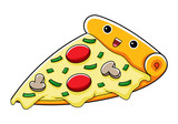Illustration of Pizza on white background. Fast food in hand drawn style.