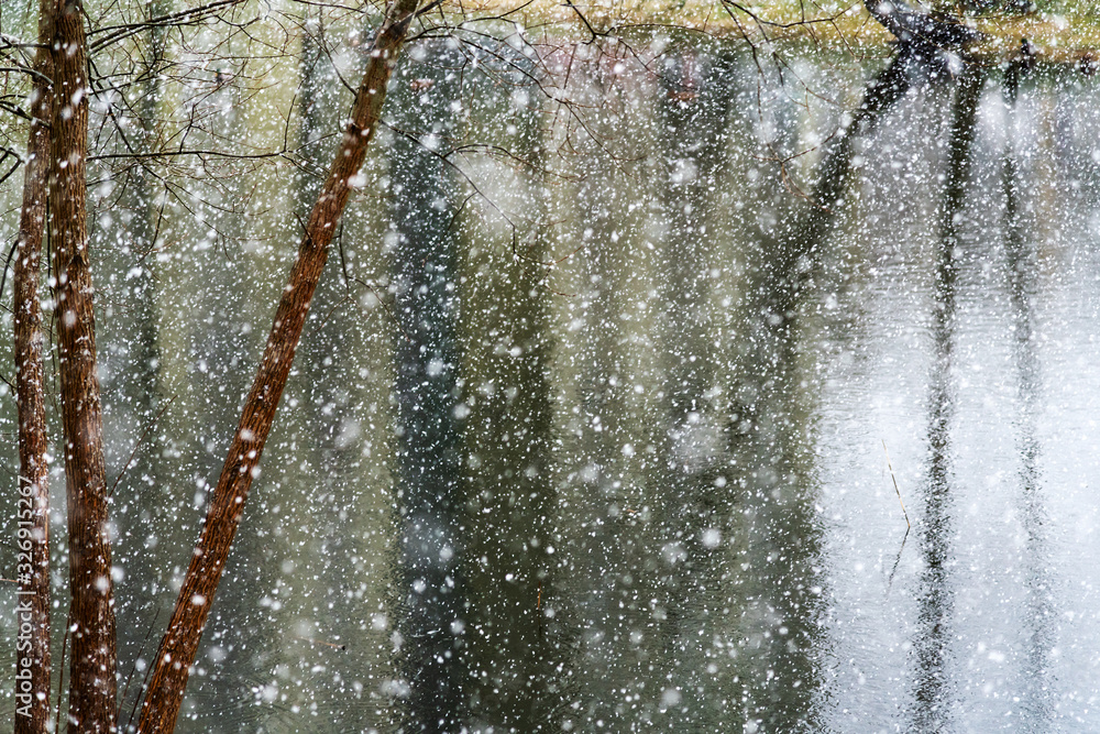 Little snowfall in spring time. Little snowfall in spring time.