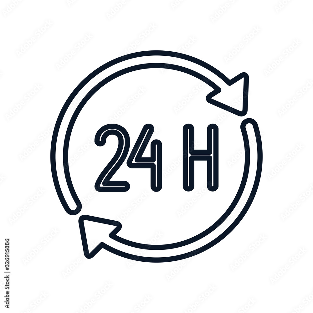 Isolated delivery 24 hours arrows line style icon vector design Isolated delivery 24 hours arrows line style icon vector design