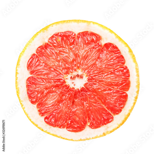 grapefruit halves on a white table without a background square orientation