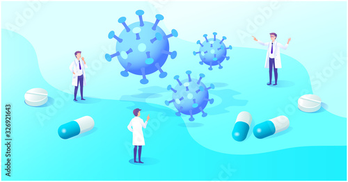 医師　ウイルス　ベクター　Doctor　virus　Vector illustration