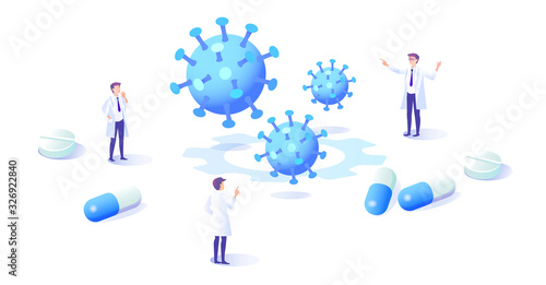 医師　ウイルス　ベクター　Doctor　virus　Vector illustration