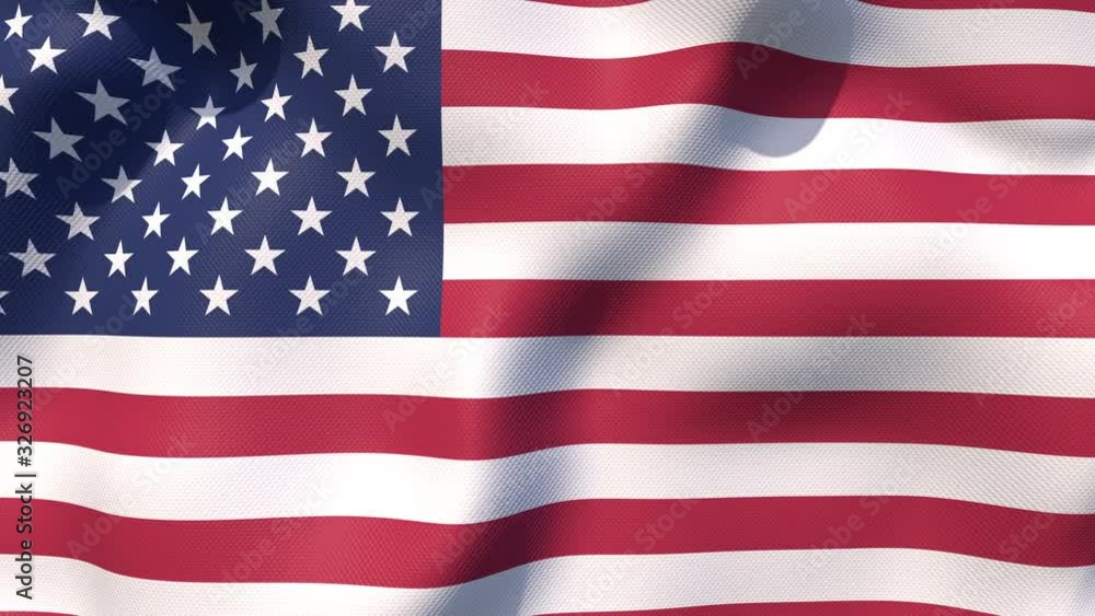 Animation of the Flag of the United States of America with a Nylon Texture waving in the Wind Animation of the Flag of the United States of America with a Nylon Texture waving in the Wind