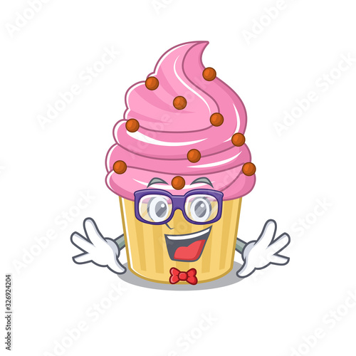 A cartoon concept of Geek strawberry cupcake design