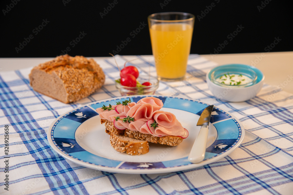 Sandwich made with salami and freshly baked bread