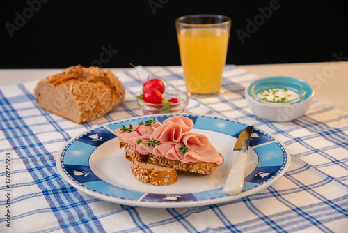 Sandwich made with salami and freshly baked bread