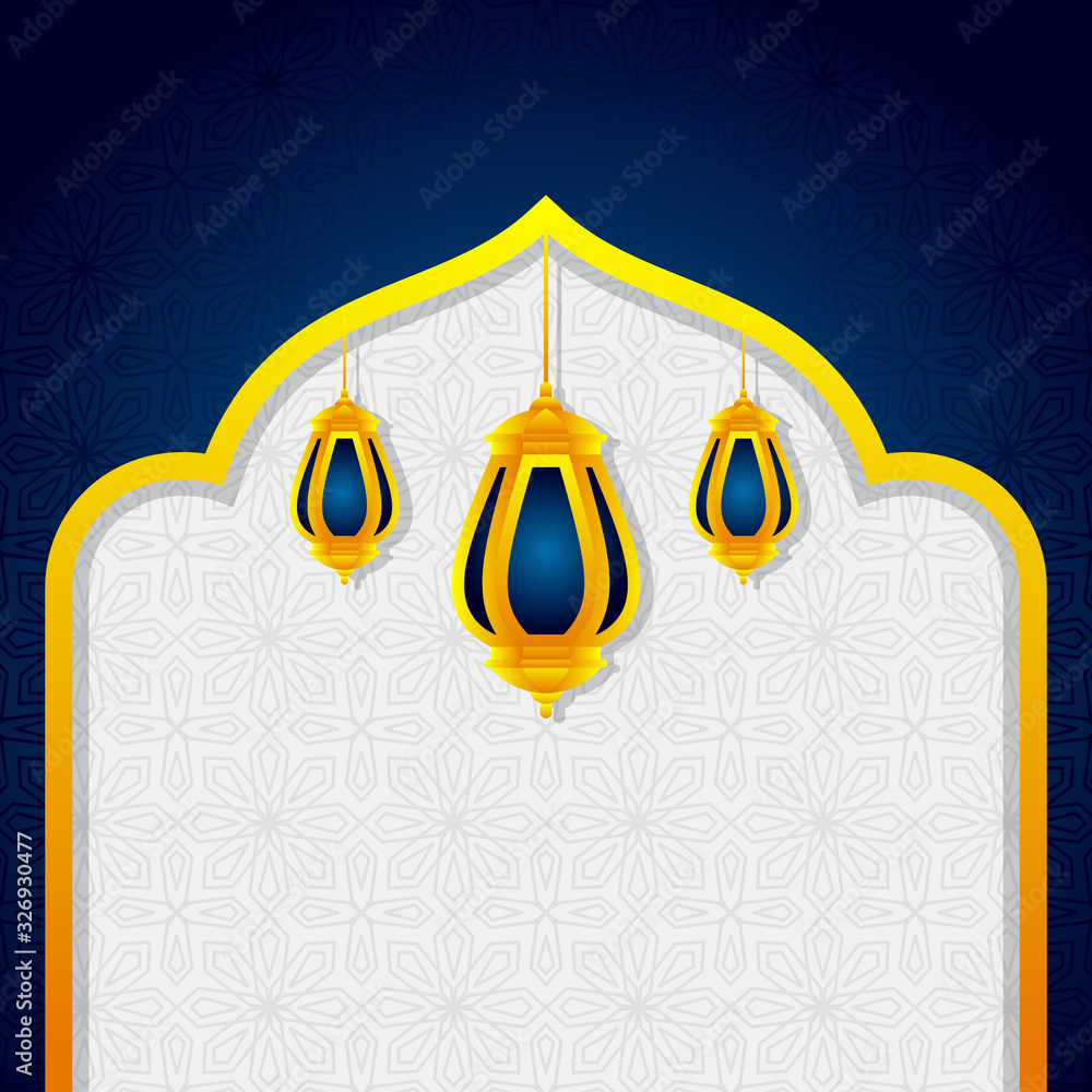Fototapeta premium Arabic Islamic Lantern for Ramadan Kareem Eid Mubarak Background