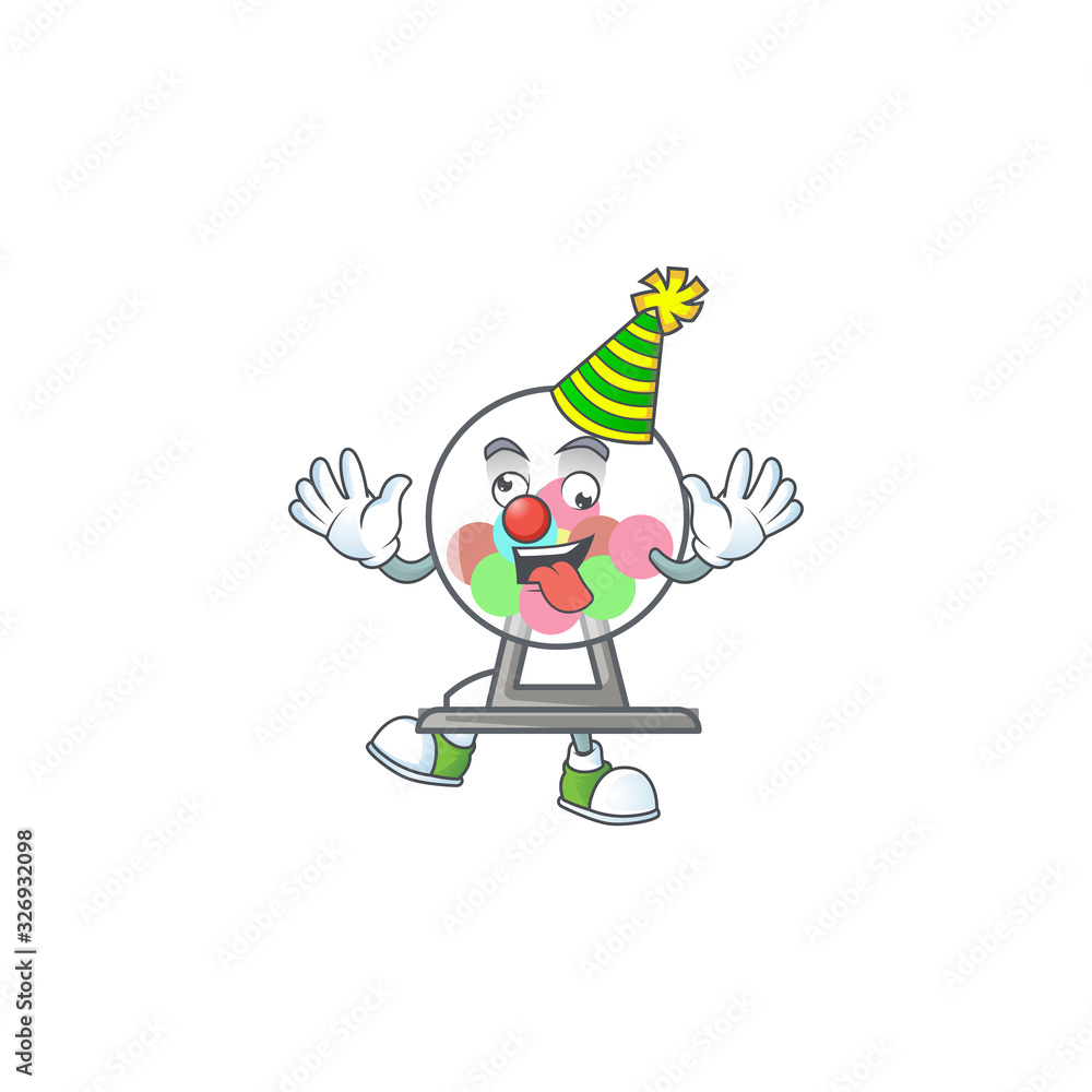 Cute and funny Clown lottery machine ball cartoon character mascot style