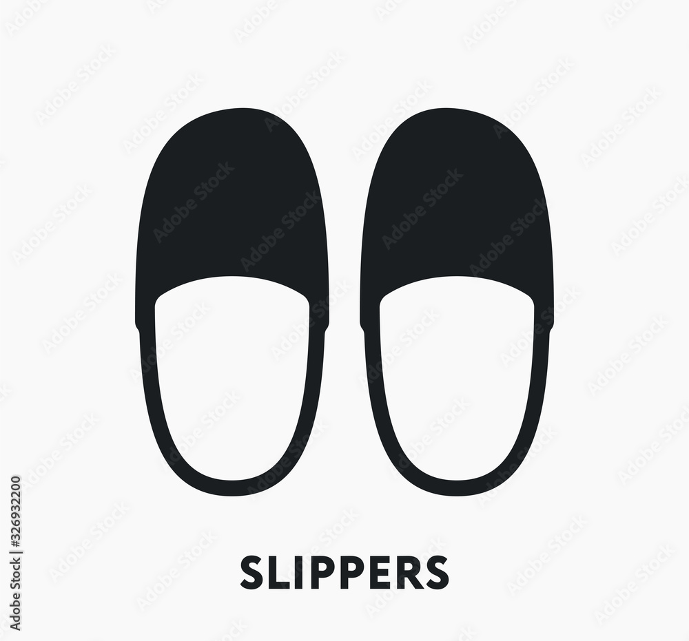 Domestic House Slippers Home Footwear. Flat Vector Line Icon. Domestic House Slippers Home Footwear. Flat Vector Line Icon.
