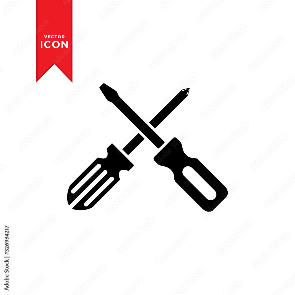 Screwdriver icon vector. Screwdriver tool service symbol. Flat design style on white background. Screwdriver icon vector. Screwdriver tool service symbol. Flat design style on white background.