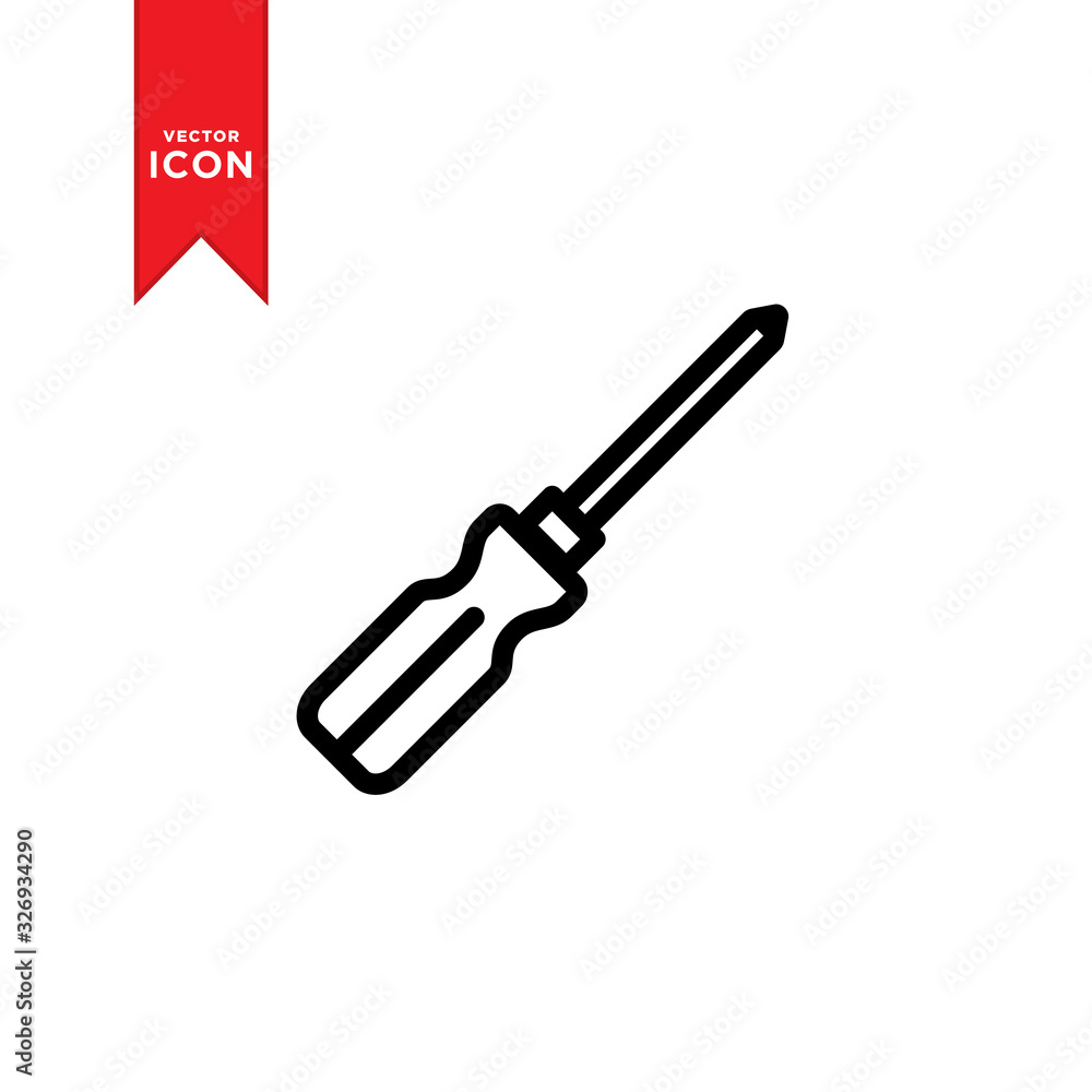 Screwdriver icon vector. Screwdriver tool service symbol. Flat design style on white background. Screwdriver icon vector. Screwdriver tool service symbol. Flat design style on white background.
