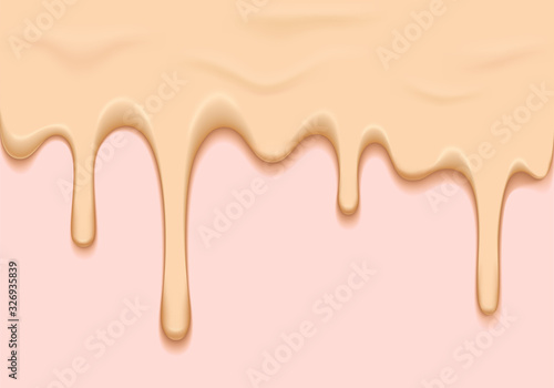 Vector Illustration of Liquid Foundation Texture. Skin Tone Foundation Cream Dripped Down . Abstract Make Up Background