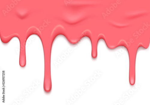 Vector Border with Pink Slime Dripping Down. Dribble Slime Illustration