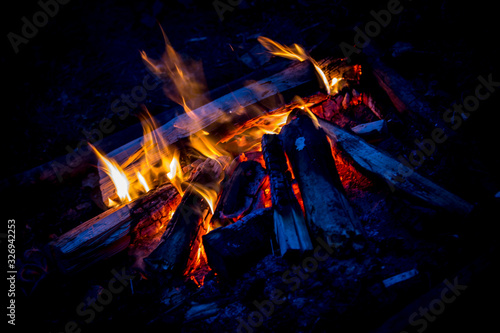 A campfire in the night