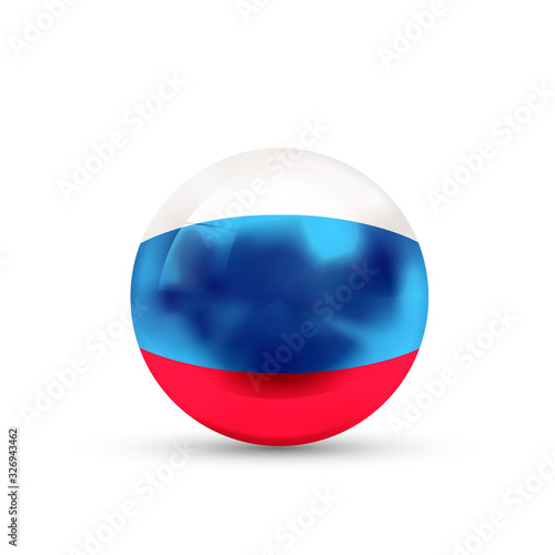 Free Download Russia flag projected as a glossy sphere on a white background - GFXLoad
