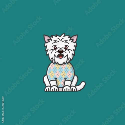 West Highland White Terrier wearing sweater with Argyle pattern vector illustration for Argyle Day