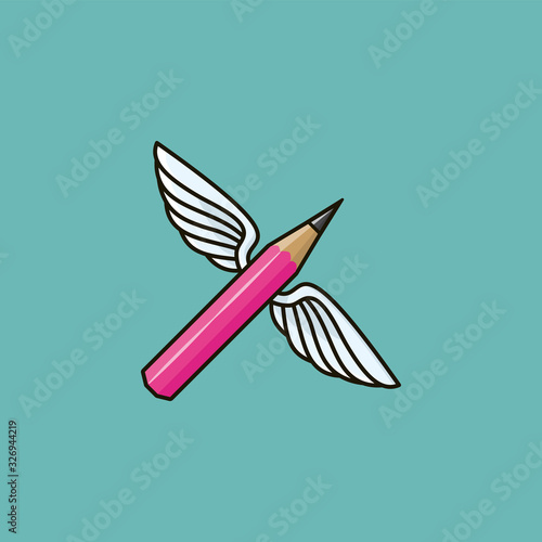 Winged pencil vector illustration for Poetry At Work Day