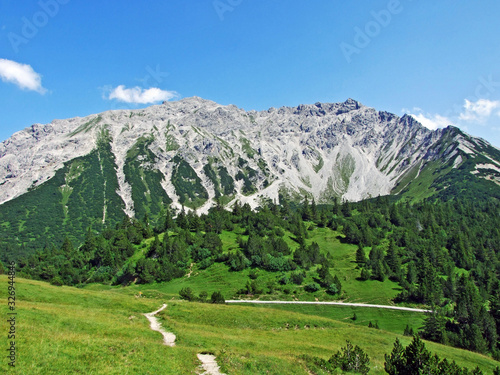 Walking and hiking trails in the Liechtenstein Alps mountain range, and over the Saminatal alpine valley - Steg, Liechtenstein photo