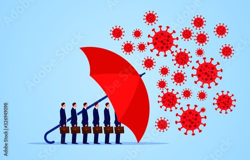 Red umbrella protecting merchants immune novel coronavirus pneumonia infection