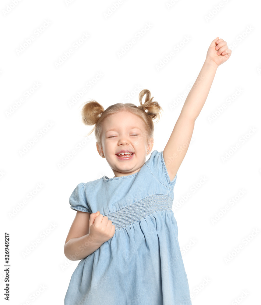 Portrait of cute little girl on white background Portrait of cute little girl on white background