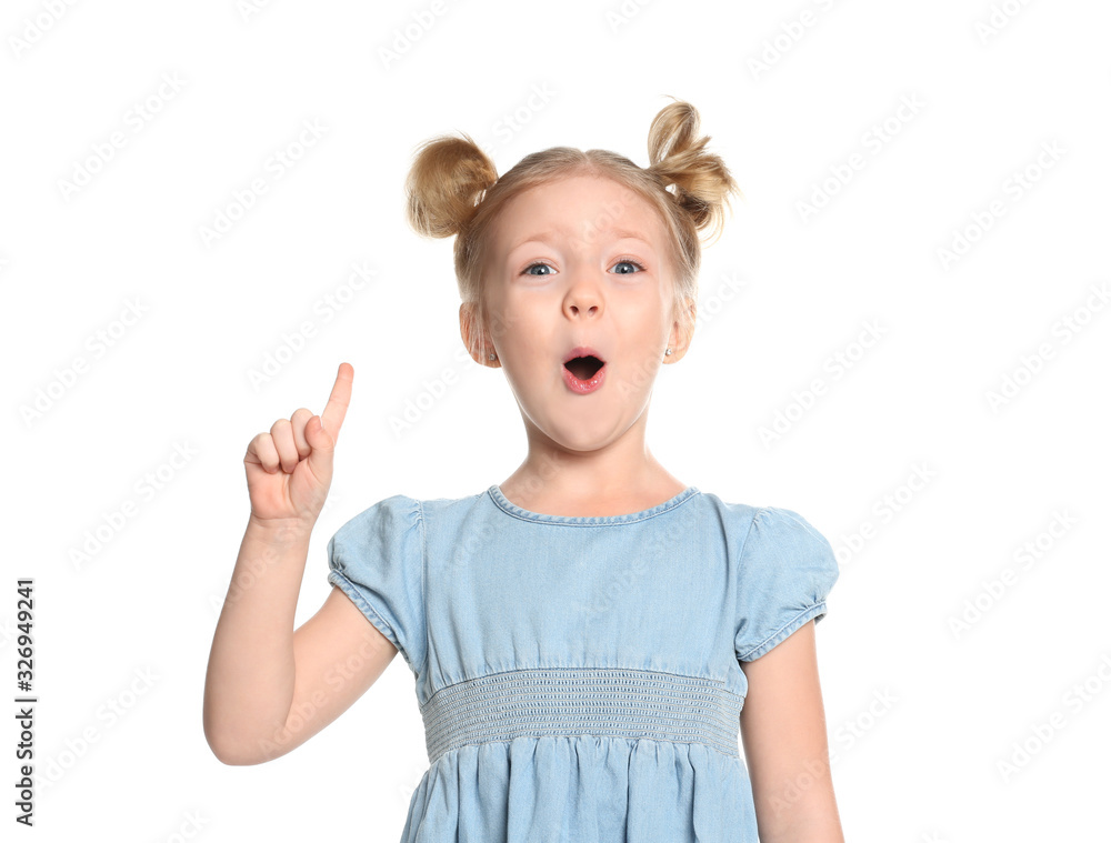 Portrait of cute little girl on white background Portrait of cute little girl on white background