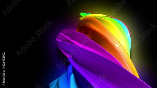 Stream of colored ribbons fly past camera. Flow of twisted rainbow-colored gradient stripes as creative background. Use luma matte as alpha channel 39 photo