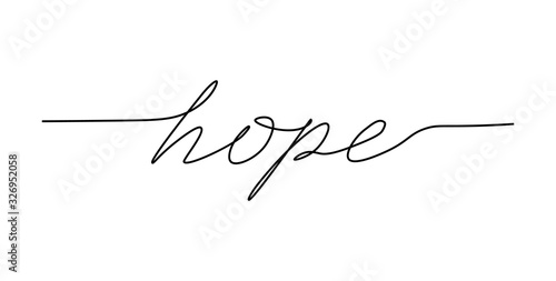 Hope lettering for Print. Modern calligraphy concept. Black word isolated on white background. Vector illustration.