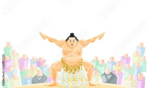 大相撲横綱土俵入りと観客