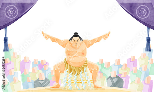 大相撲横綱土俵入りと観客