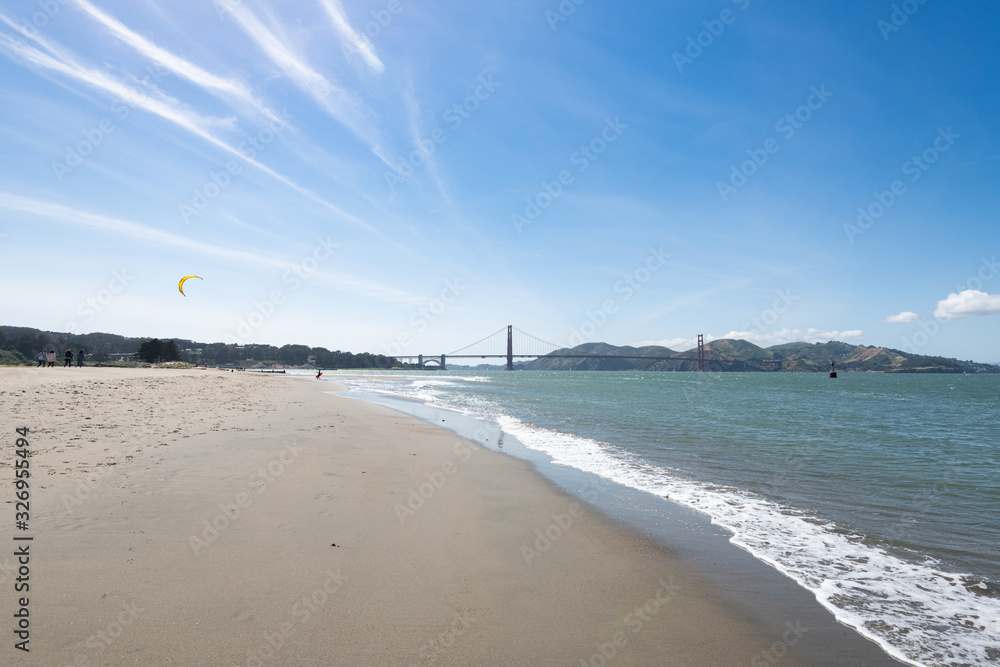 San Francisco bay area with the golden bridge on the backgrounds San Francisco bay area with the golden bridge on the backgrounds
