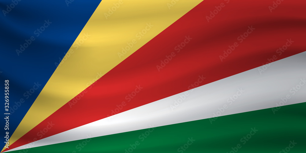 Fototapeta premium Waving flag of Seychelles. Vector illustration