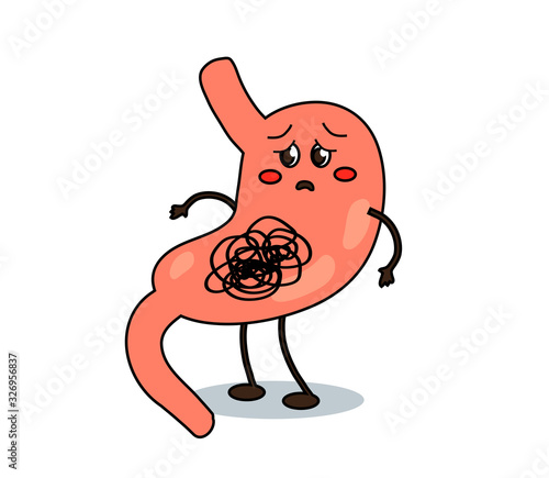 Stomach on a white background. Problem. Vector illustration.