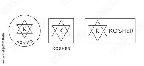 Vector design element, logo design template, icon and badge for kosher food - stamp for packaging