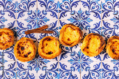 Egg tart, traditional Portuguese dessert, pastel de nata. photo