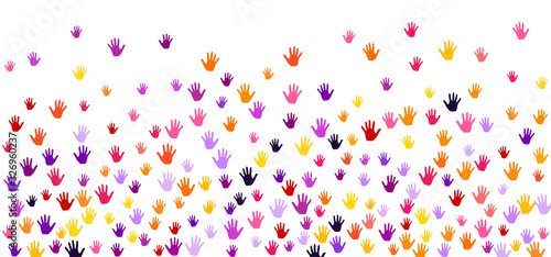 Hands in paint group art therapy illustration.