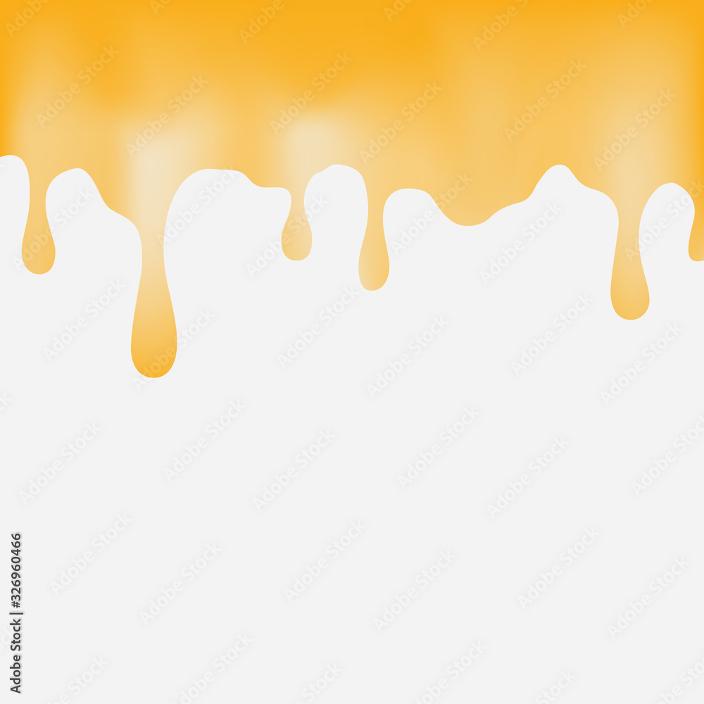 Honey drip pattern isolated on white background. Golden butter, caramel, orange confectionery syrup or sauce. Vector melted bee nectar border template.. Honey drip pattern isolated on white background. Golden butter, caramel, orange confectionery syrup or sauce. Vector melted bee nectar border template..