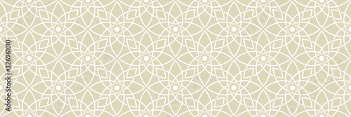 White arabic seamless pattern on olive green background