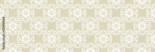 Floral seamless olive green background. With white flowers pattern