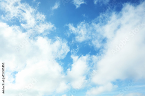 Beautiful blue sky with white clouds on sunny day