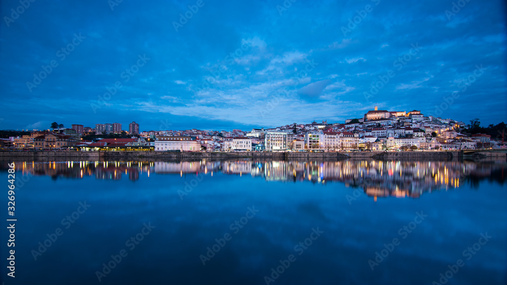 Coimbra with a perfect mirror on the Mondego river