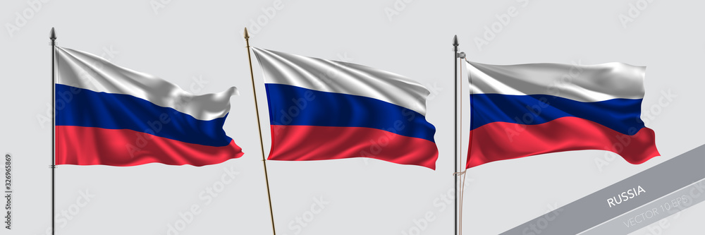 Set of Russia waving flag on isolated background vector illustration Set of Russia waving flag on isolated background vector illustration