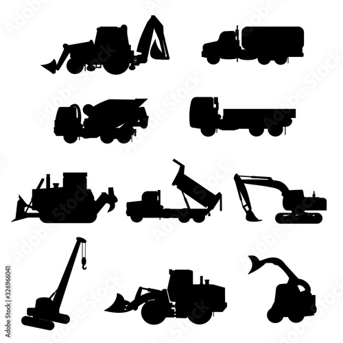 Set trucks black silhouette  Vector.