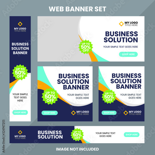 Modern web banner ad set template Premium Vector