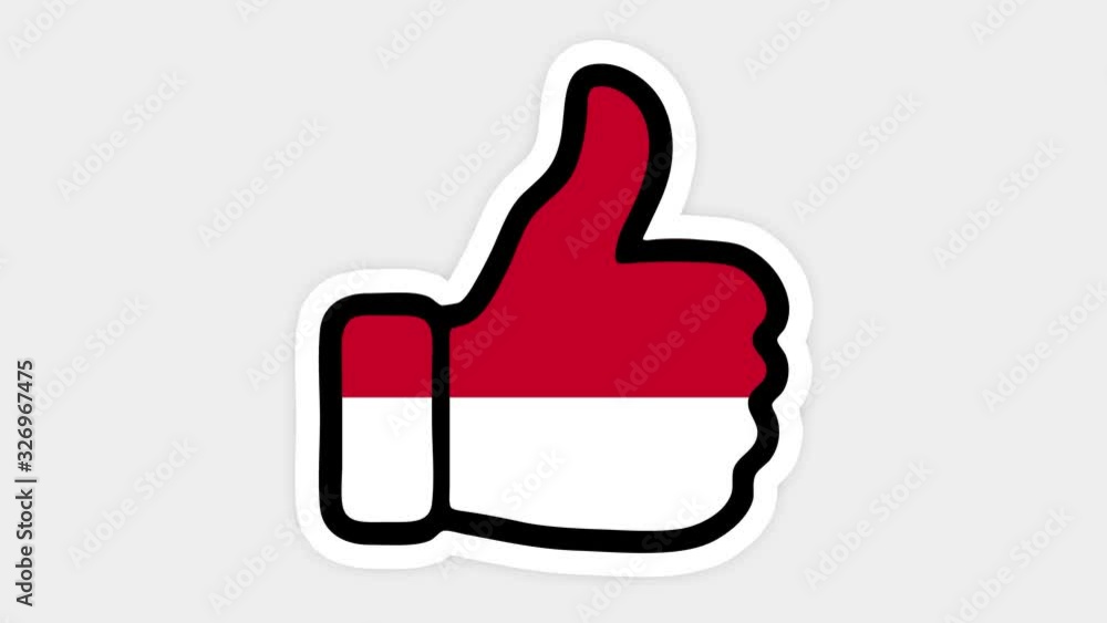 Drawing, animation is in form of like, heart, chat, thumb up with the image of Indonesia flag . White background Drawing, animation is in form of like, heart, chat, thumb up with the image of Indonesia flag . White background