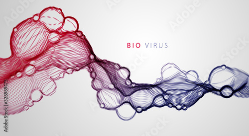 Bubbled abstract vector fluid particle flow, nano medical technology, microbiology science fiction theme illustration.