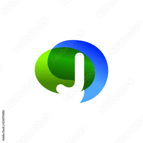 Initial Letter J with Colorful Bubble Speech